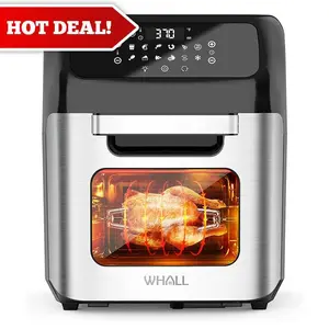 Whall Refurbished Whall 13QT Smart Air Fryer with Window Tilt LED Digital Touchscreen Glass, 1700W, 9+3+4 Functions, Large Capacity & Even Heating