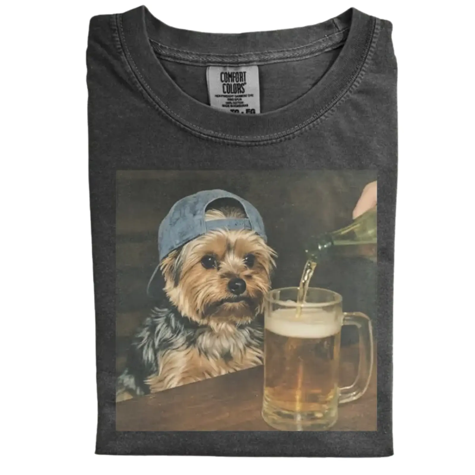 Yorkie Drinking Beer Meme T-shirt, Vintage 90s Funny Edgy Dog Tee, Unisex Fit Design, Casual Streetwear, Gift for Dog Lovers