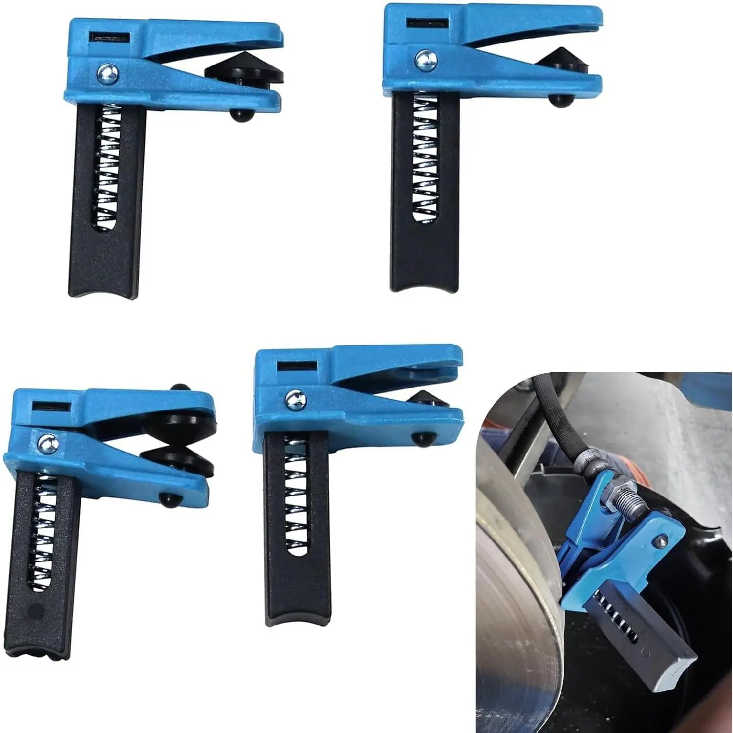 4 PCS Car Vertical Oil Pipe Clamp Kit, Multi-Specification Pipe Stoppers for Brake and Fuel Lines, PVC Anti-Rust and Anti-Scratch Clamps, Universal Fit for Most Cars, Repair Accessories (Blue)
