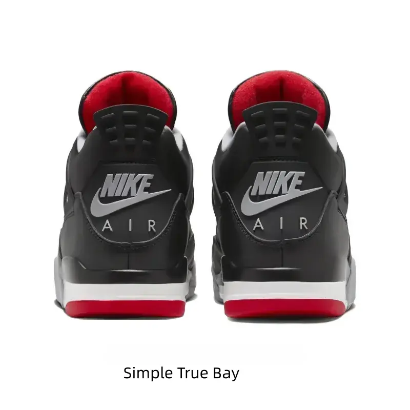 Men Black Gray Red Smooth Leather Mid Top Retro Basketball Sneakers, Black Leather Mesh Panel Red Outsole Air Cushion Kicks, American Street Hip Hop Trend Athletic Shoes, Vintage Style Men Daily Outfit Casual Footwear