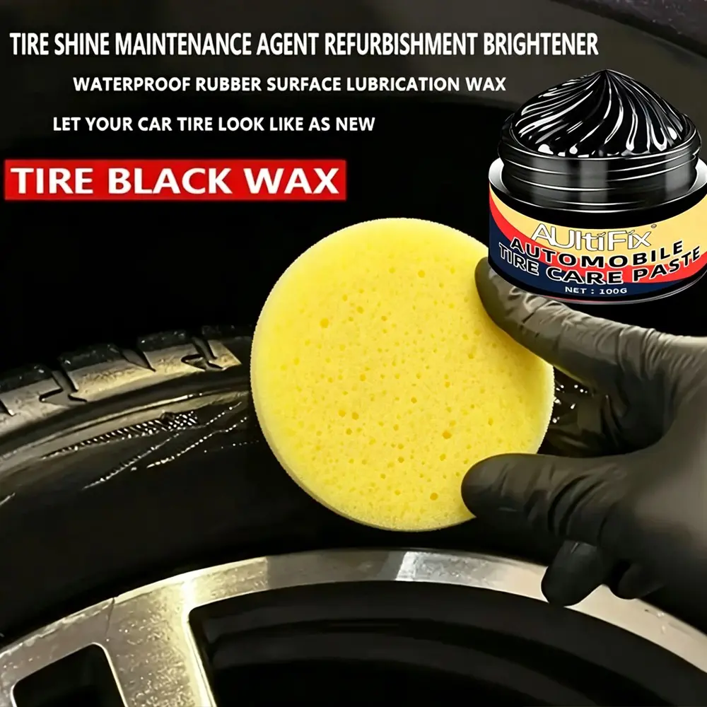Tire care paste and sponge applicator