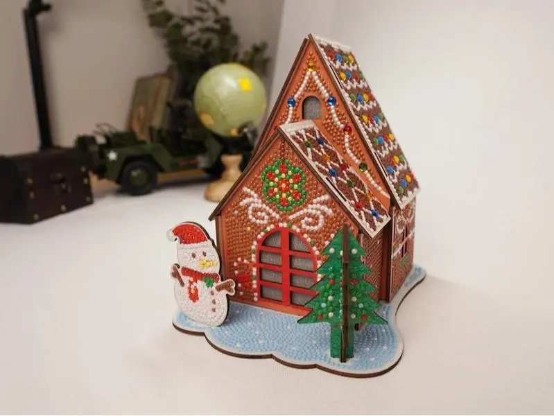 DIY Craft Kit | Gingerbread House – Diamond Painting Kit, Holiday Ornament, Festive Home Décor