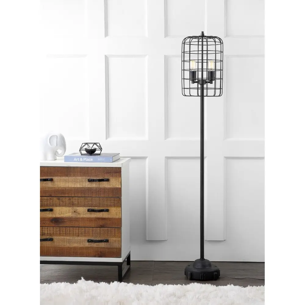 JONATHAN Y Odette Farmhouse Industrial Metal Floor Lamp - Bulb Included, Manufacturer Warranty, Industrial Look Home Decor Light for Adults' Living Room, Bedroom Indoor Lighting