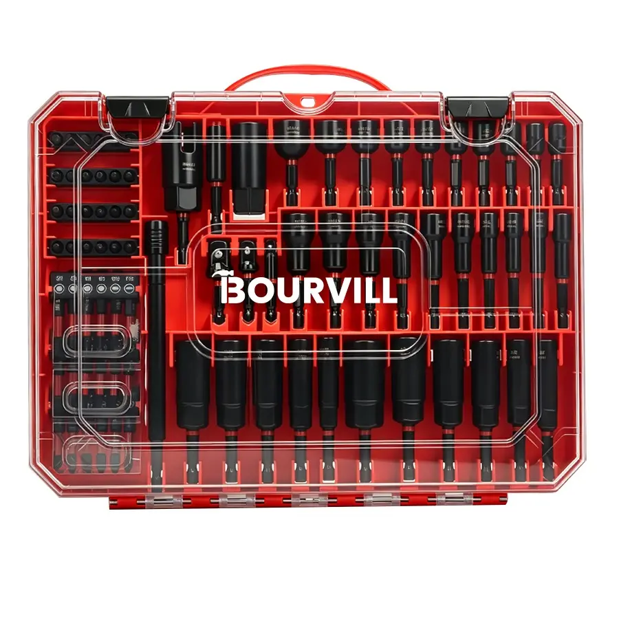Bourvill 80PCS Magnetic Nut Driver Bit Set Metric SAE CR-V Steel, Wing Nut & Universal Socket Adapter, 1/4 Quick Change Extension Bar, Portable Red Storage Case Fit Drill Impact Driver for Auto Repair Household Machinery Maintenance#summerfinds