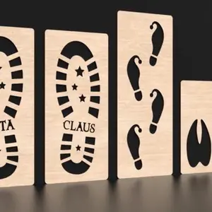 Santa Boot Print Reusable Stencil, Christmas Eve Prop, Wooden Santa Footprint Stencil, Reindeer footprints, Elf Footprints, Christmas Feet