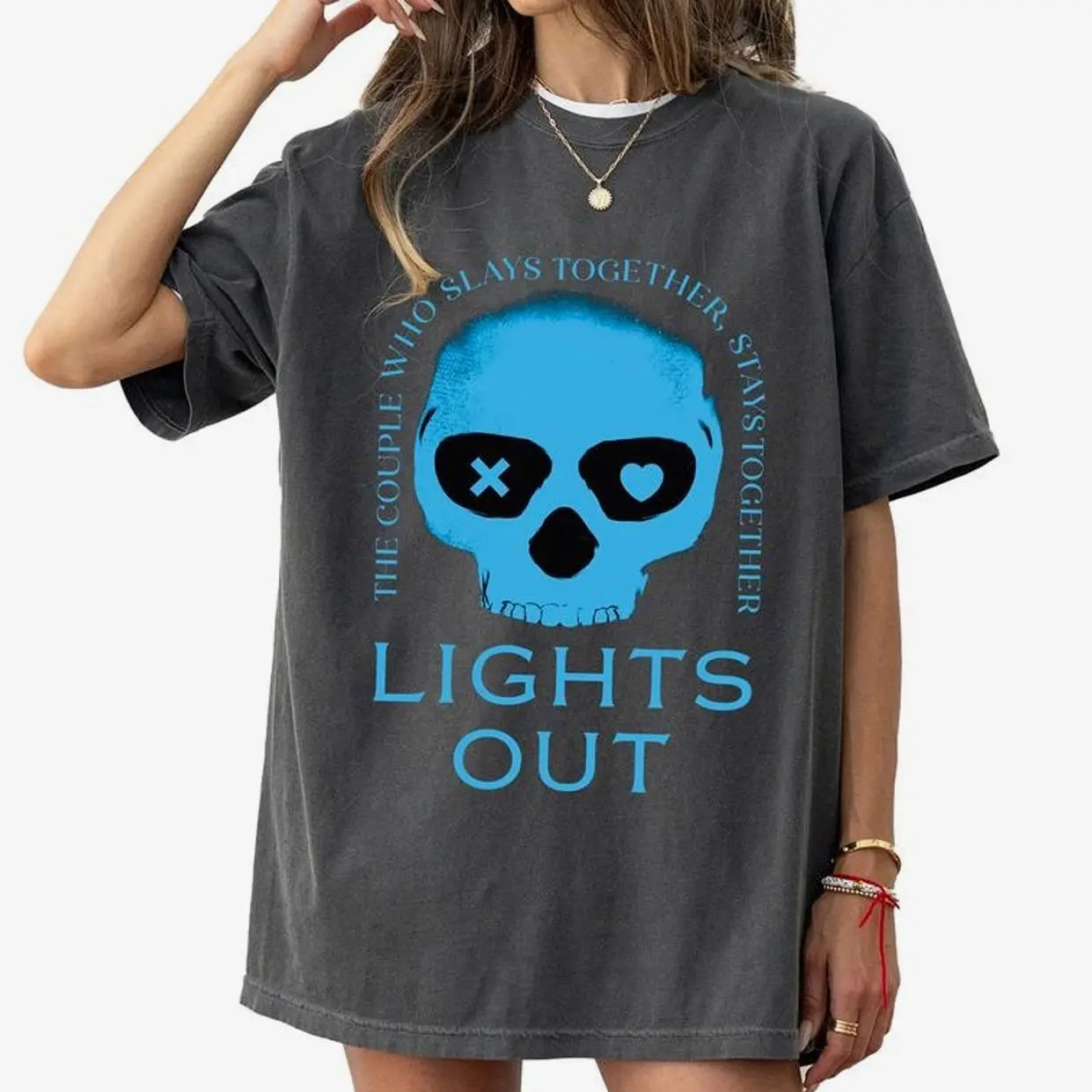 Lights Out Shirt Hoodie/T-shirt/Sweatshirt, Blue Skull Navessa Allen Book Sweater