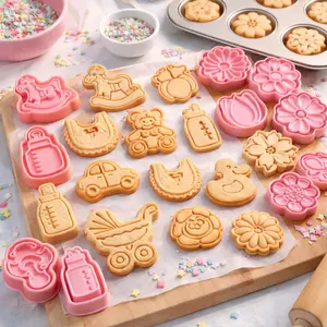 4-8Pcs Cookies Cutter Biscuit Mold Set Cartoon Confectionery Cookie Stamp Pressable Baking Pastry Tools Gift for DIY Cookies