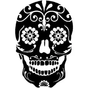 Sugar Skull Floral Mexican Window Decal – Black
