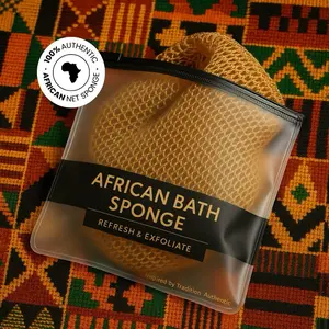 Bellanomi Authentic African Exfoliating Net Sponge Ethically Sourced from Nigeria Lightweight & Durable Hypoallergenic Bath Sponge for Radiant Skin