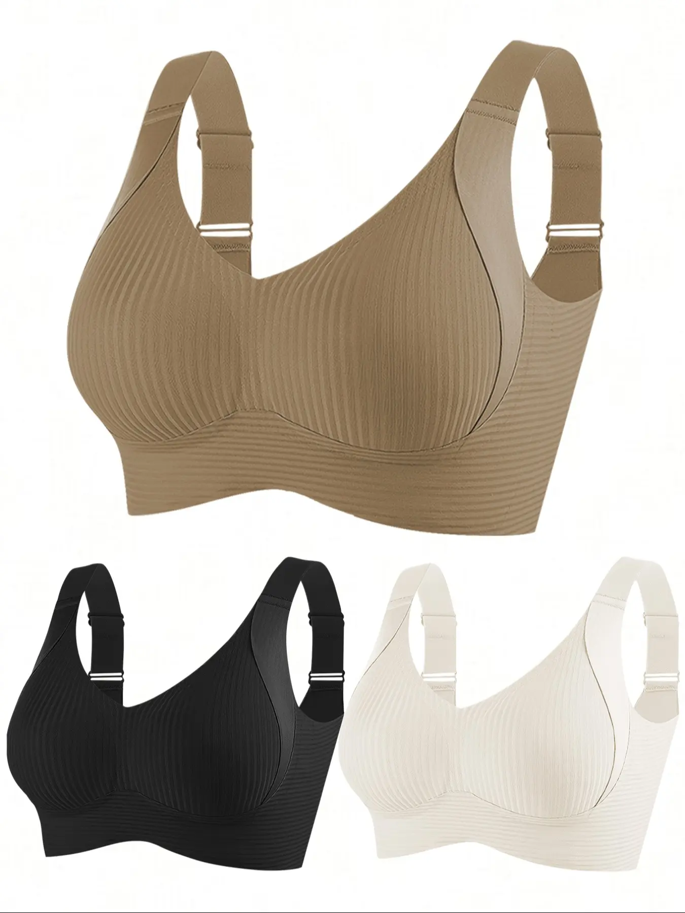 Women's Solid Wireless Elastic Bra, Breathable Bras, Breathable Comfortable Seamless Bra, Casual Comfy Bra, Soft Elegant Multiway Bra for Daily Wear, Women's Lingerie for All Seasons