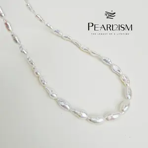 PEARLISM Luminous Iridescent Keshi Pearl Necklace | 5-11mm Organic Baroque Adjustable Minimalist Luxury-AFKN003【Shop】