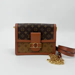 Pre-owned Louis Vuitton Reverse Monogram Shoulder Bags LV Dauphine MM Canvas Brown