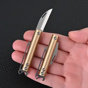 Compact Brass Back Clip Bottle Opener Keychain, Outdoor Camping Tool, Sharp Portable Pocket Knife, Edc Design, Durable & Convenient Carry