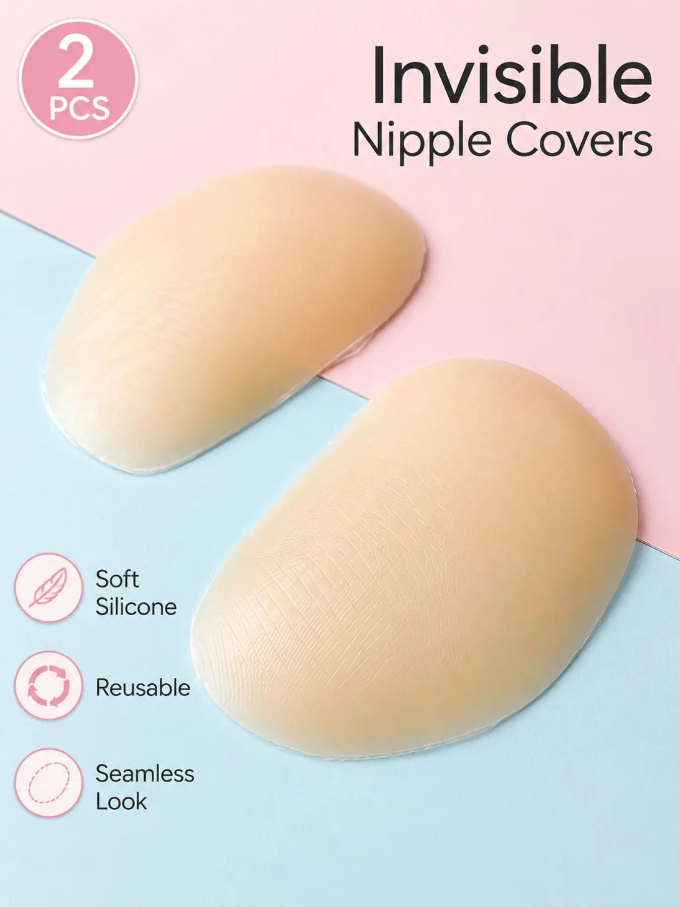 2-Pack 1cm Thin Silicone Butt Pads, Hidden Adhesive Micro-Adjustable Inserts, Invisible Natural Lifted Buttocks, Comfortable Beauty Enhancers
