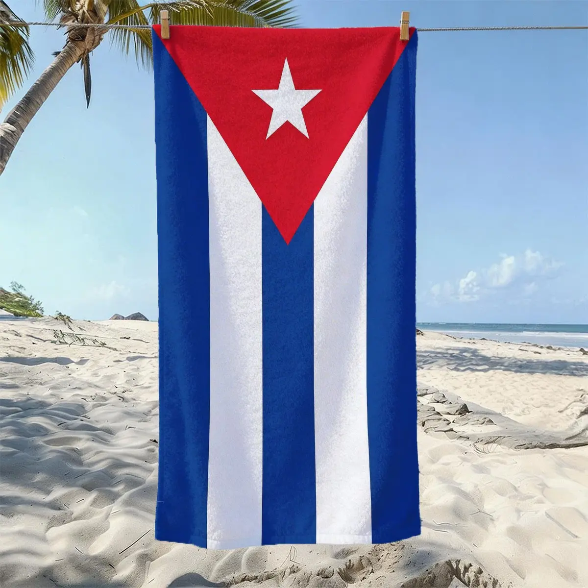 Cuba Flag Microfiber Beach Towel, Travel Towels, Quick Drying Towel, Portable Multipurpose Towel, Lightweight Quick-Dry Sand-Resistant, Ideal for Pool, Beach, Travel, Camping, Multi-Scene Use