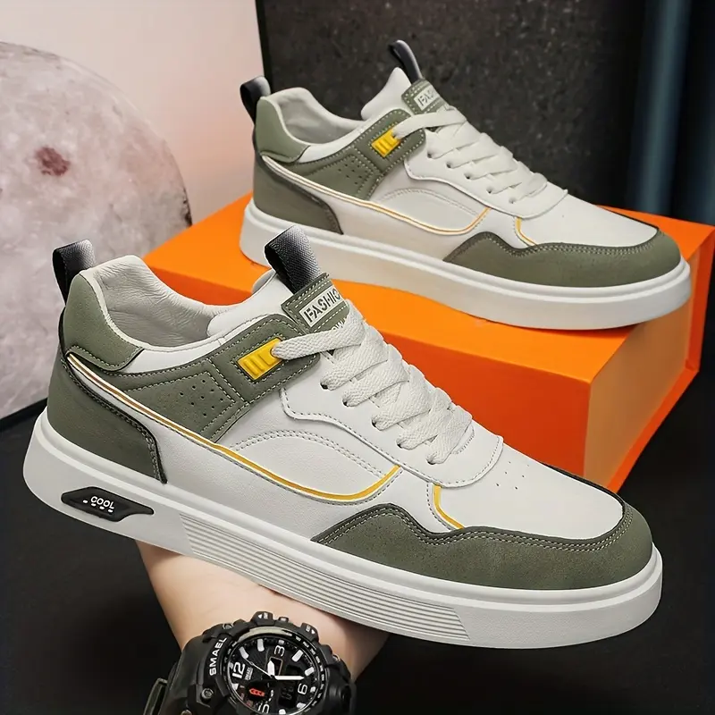 Men's Lace-Up Fashion Casual Trainers - Trending Skater Shoes with Good Grip, Breathable Outdoor Footwear for Walking, Fashion Casual Shoes, Trending Shoes