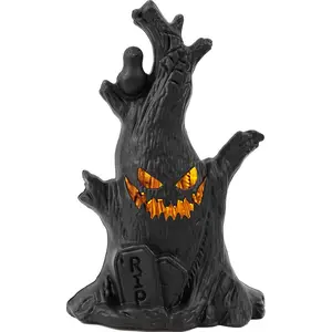 Halloween Haunted Tree Light Spooky Ghost Face LED Glow Battery-Powered 4x3x6in Perfect for Mantels Tables Tiered Trays No Cords Needed Durable Reusable