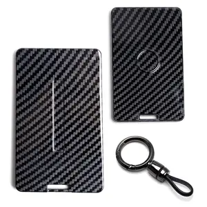 iJDMTOY Glossy Black Carbon Fiber Finish Hard Plastic Key Card Fob Case Holder Keychain For Tesla Model 3 Y S X Cybertruck Card Key