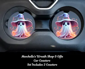 Halloween Ghosts Car Coasters - Stylish Functional Accessories for Car Interior Decoration, Car Accessories
