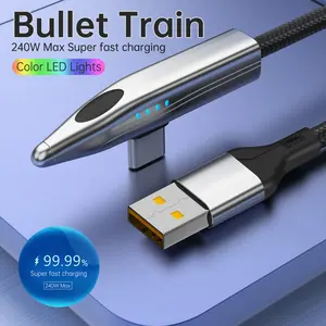 Oozcc Brand Type-C Fast Charging Cable 240w High Power Gaming Right Angle Design with Battery Display Smart Temperature Control Multi-Device Compatible