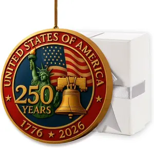 United States 250th Anniversary Ornament 1776 2026 Patriotic Liberty Bell Decoration America 250 Commemorative Ornament Vintage USA 250th Celebration Christmas Ornament Metal Statue of Liberty American Flag Symbol