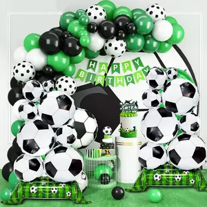 Large Football Theme Standing Base Aluminum Foil Balloon, School Sports Day Decoration, Soccer Party Supplies, Happy Birthday, Festive Decorations