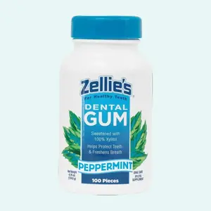 Zellie's 100% Xylitol Sugar-Free Chewing Gum | Refreshing Peppermint Flavor | 100 Pieces Per Pack Snack Protein Natural
