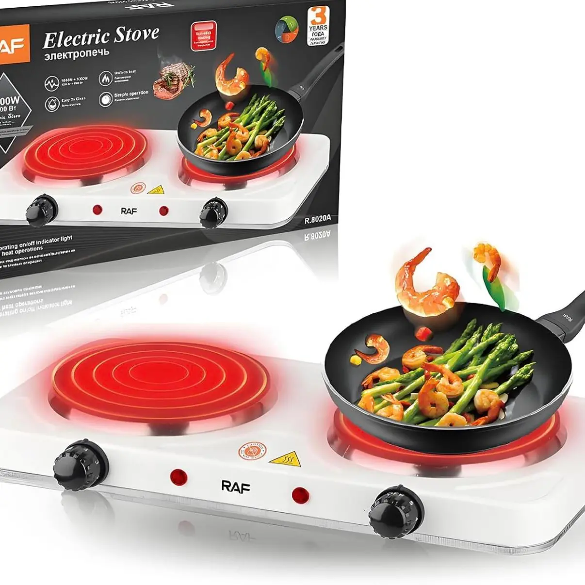 Double Hot plate,Countertop Double Electric Stove,Multifunctional and Portable,2000W High Power,Fast and Uniform Heating,Easy to Clean,Ideal for Home,Kitchens or Travel