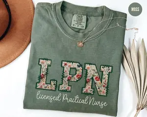 Comfort Colors Licensed Practical Nurse Shirt, Floral LPN Shirt, Future Nurse Graduation Gift, Basic Medical Care Outfit, Nursing Student Graphic Tees