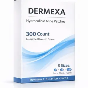 Dermexa Hydrocolloid Acne Patches – Invisible Blemish Covers, Ultra Thin, Absorbing Dots, 300 Count, 10 Sheets, 300 Patches, Gentle on Skin, Strong Adhesion - Pimple