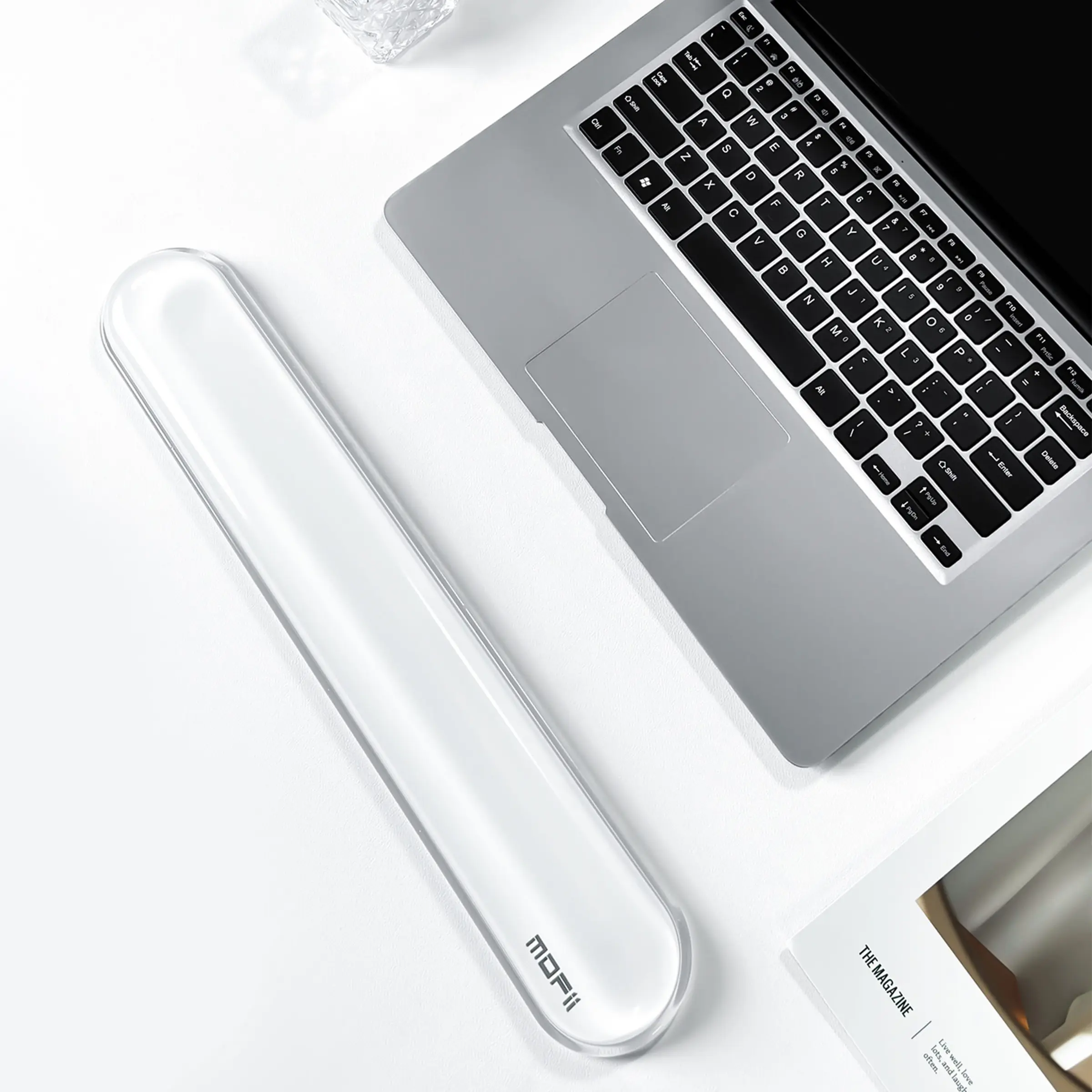 MOFii 708 Keyboard Wrist Rest, Transparent Silicone Non-Slip Pad, Black & White Options, Ergonomic Wrist Fatigue Relief, Must-Have for Office & Gaming, Computer Peripherals