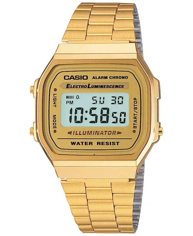 Casio Gold Tone Digital Watch with Alarm Chrono ElectroLuminescence Illuminator Water Resist