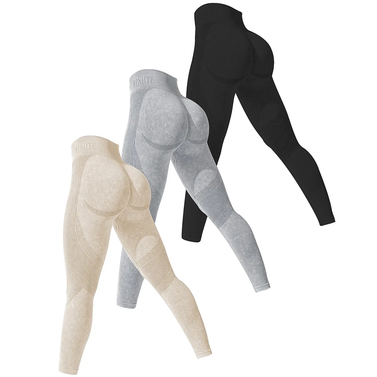 Women's Plus Size 3-Pack High-Waisted Cropped Seamless Polyamide Leggings - Moisture-Wicking, Stretchable, Compression Tights with Pockets, Butt Lifting & Tummy Control for Athleisure Fitness & Sports, Athleisure Fitness Leggings, Sports Leggings