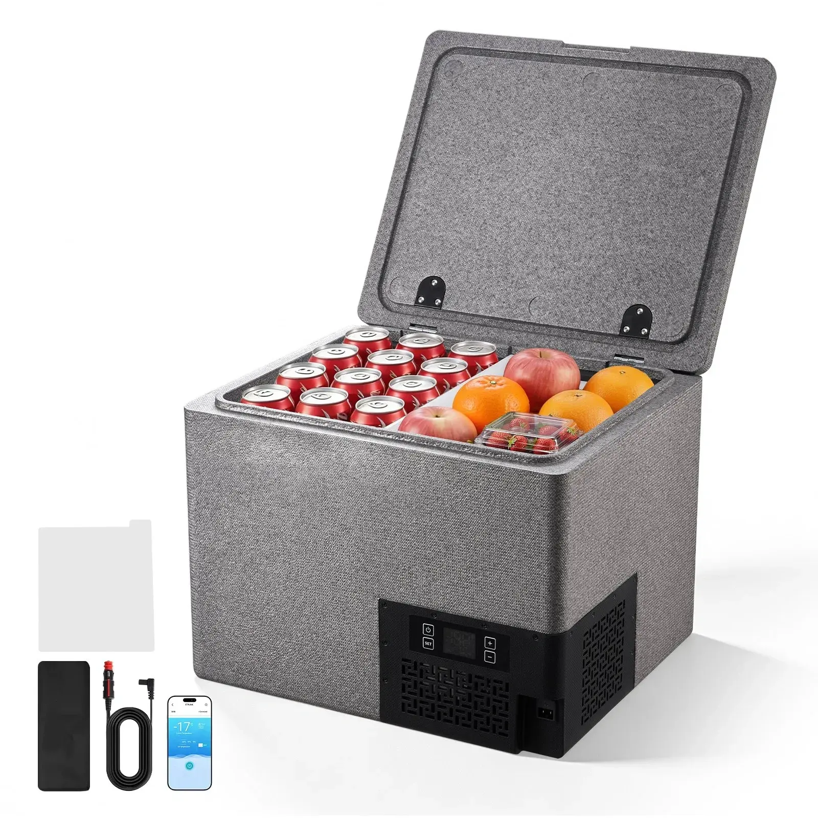 40L/42.3QT 12V-24V DC Portable Ultra-Light EPP Compressor Refrigerator-Freezer with APP Control, 14℉ to 50℉, for Camping, RV, Boat Sports & Outdoor Use