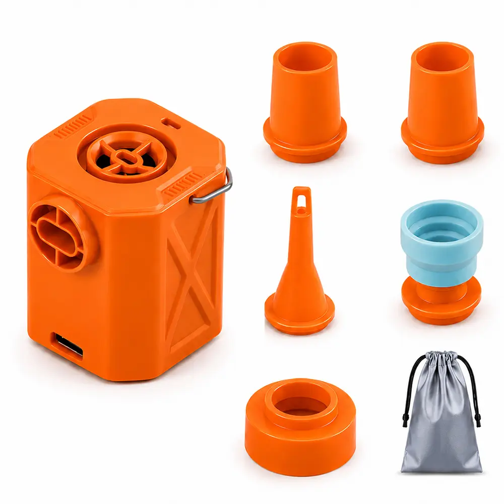 Portable Mini Air Pump, Fast Inflate & Deflate Rechargeable Travel Camping Pump with LED Light, Inflation & Suction Function for Air Mattress, Pool Floats, Inflatable Sleeping Bag & Air Bed