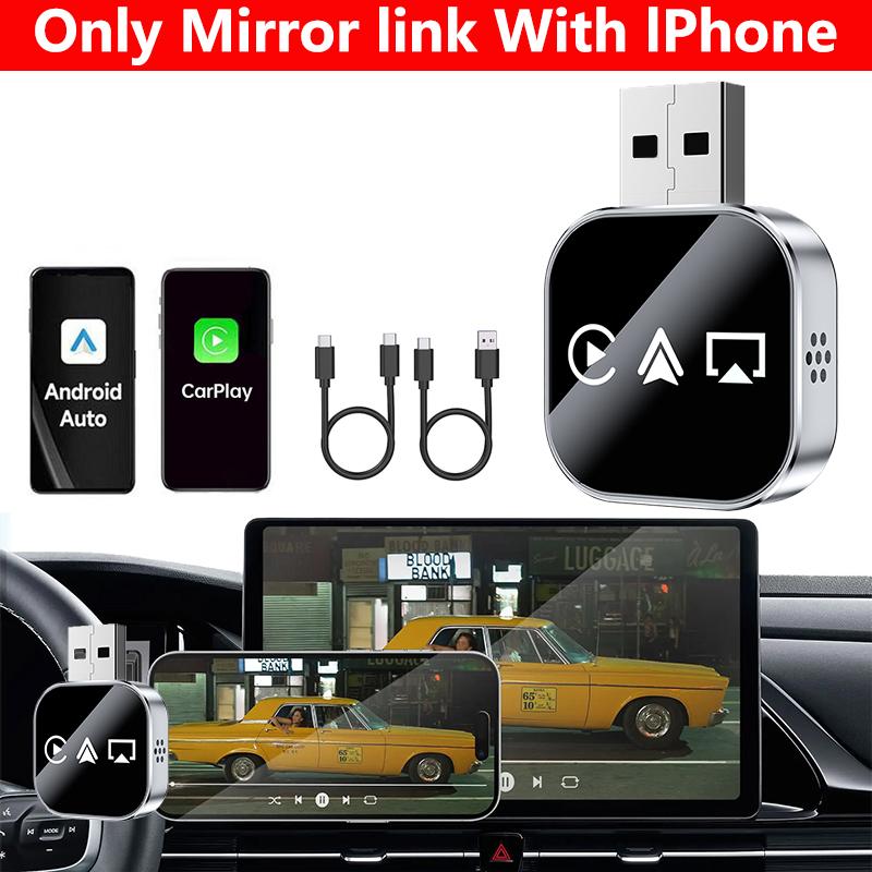 Yurnlv 2026 3-in-1 Wireless CarPlay Adapter & Mirror Link- Plug &Play, Wired to Wireless Conversion, Mini Stable Design