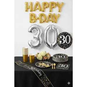 68 Pcs 30th Birthday Party Mid Kit - For 8 Guests