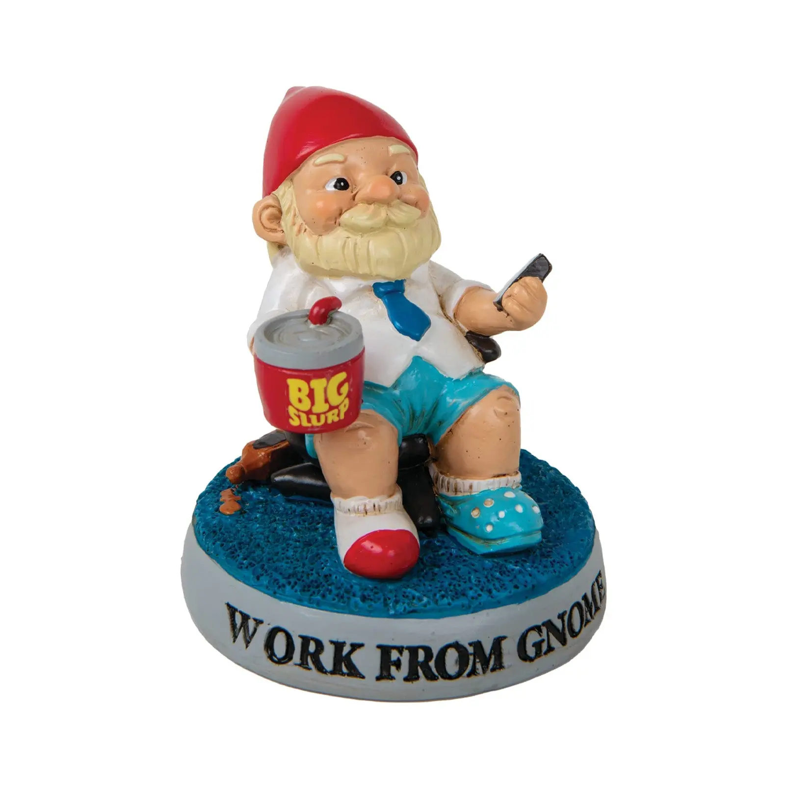 BigMouth Male Work From Home Desktop Gnome — 3 in Mini Office Gnome Figurine with Work from Gnome Sign, Funny Desk & Home Office Decor, Gag Gift for Remote Workers & Coworkers