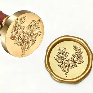 Elegant Eucalyptus Pattern Thick Brass Wax Seal Stamp, Perfect for Parties, Wedding Invitations, Gift Wrapping, Scrapbooking, Collectibles