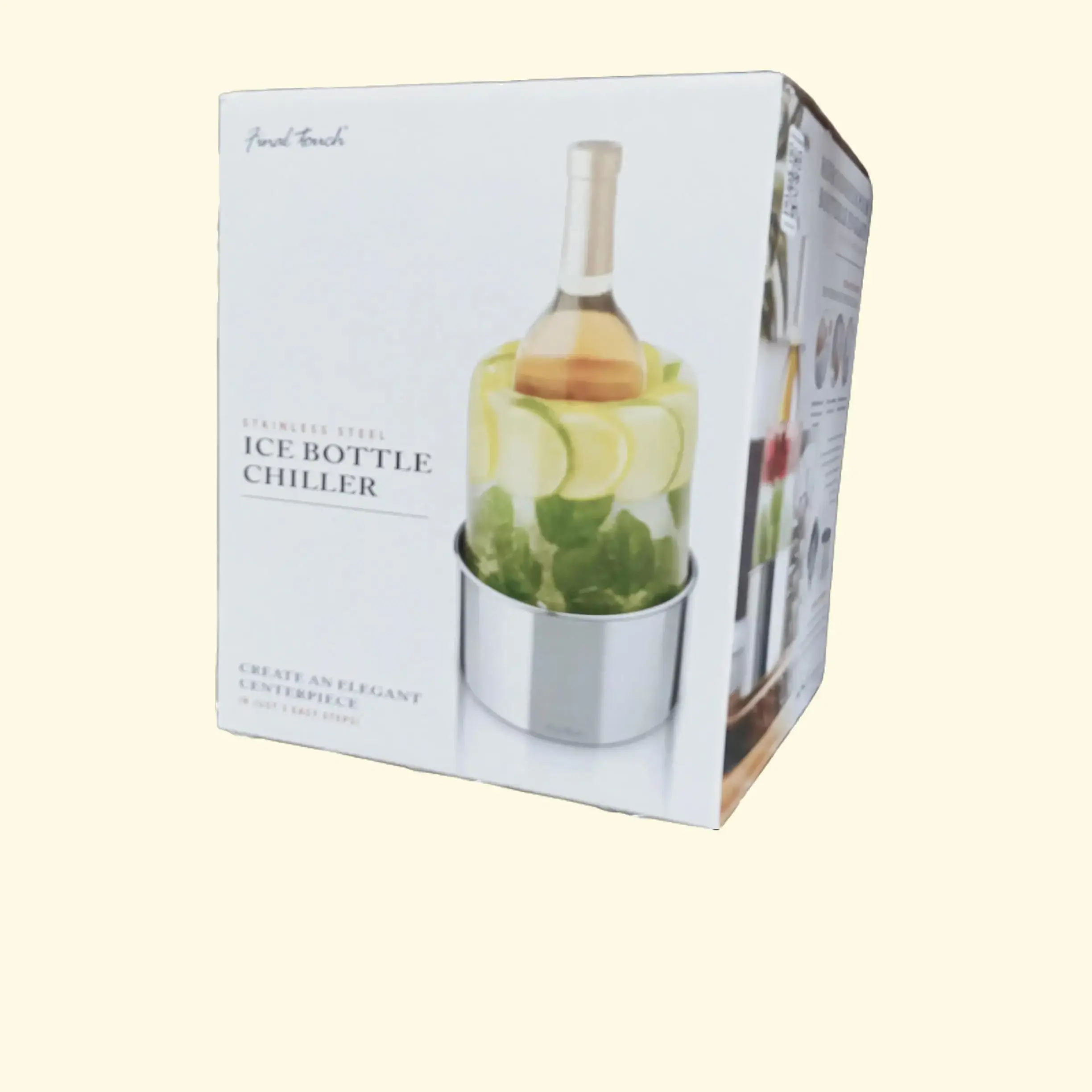 Final Touch Decorative Ice Mold Maker - Durable Silicone Mold with Metal Base for Chilling Wine Bottles & Champagne - Compact Design for Entertaining