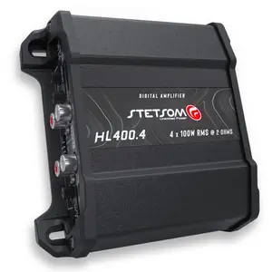 Stetsom HL 400x4 2 Ohms - Compact Digital 4 Channel Amplifier, 400W RMS 400x4, Full Range, High Input, Bass Boost Gain + 14db (Variable Adjustment 30-75hz), Multichannel, Digital Sound, Crossover