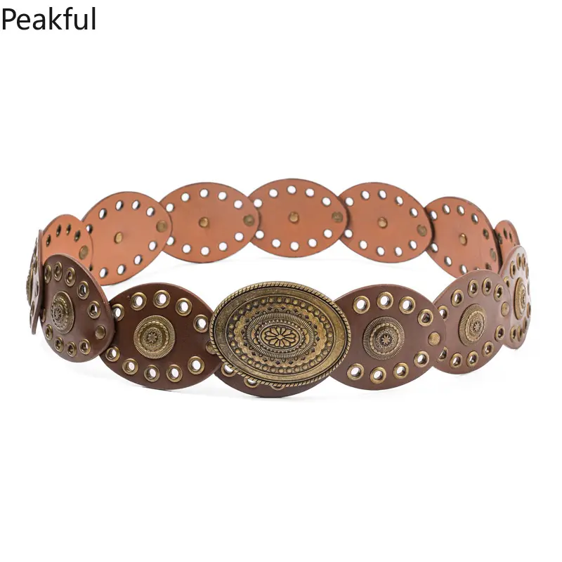 Fashionable Retro Rivet Waist Belt | Bohemian Leather Belt with Chicken Eye Detail | Versatile All-Season Strap for Women | Unique Accessory for Every Outfit & Occasion