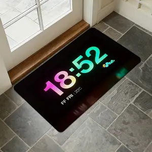 1PC Digital Clock Pattern Doormat Non Slip Entrance Rug Indoor Outdoor Floor Mat for Living Room Bedroom Bathroom Home Decor