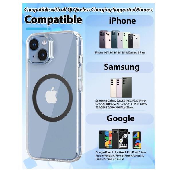 4-Pack Ultra-Thin Metal Rings – 0.4mm Magnetic Stickers for iPhone 12-16, Galaxy S24/S23/S22, Wallets, Grips & Car Mounts