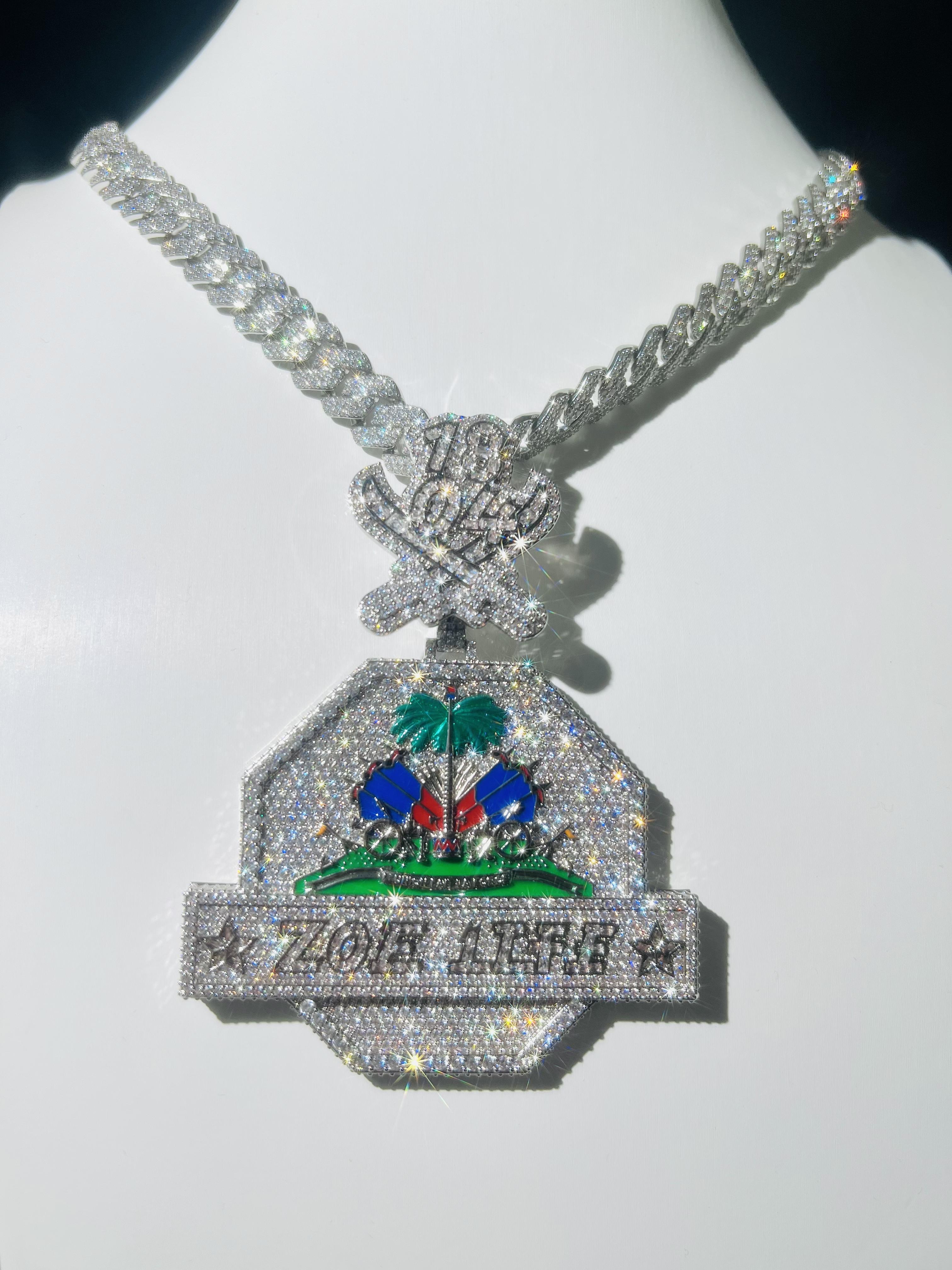 Custom jewelry coconut tree pendant, luxury high-end icy pendant, chilled cartoon medal, men's hip-hop real gold-plated VVS, fashionable trendy hip-hop style jewelry ...