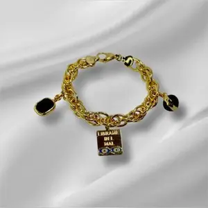Gold Plated Metal Protection Bracelet 8cm - Laminated Gold Finish, Secure Closure, Ideal for Everyday Wear