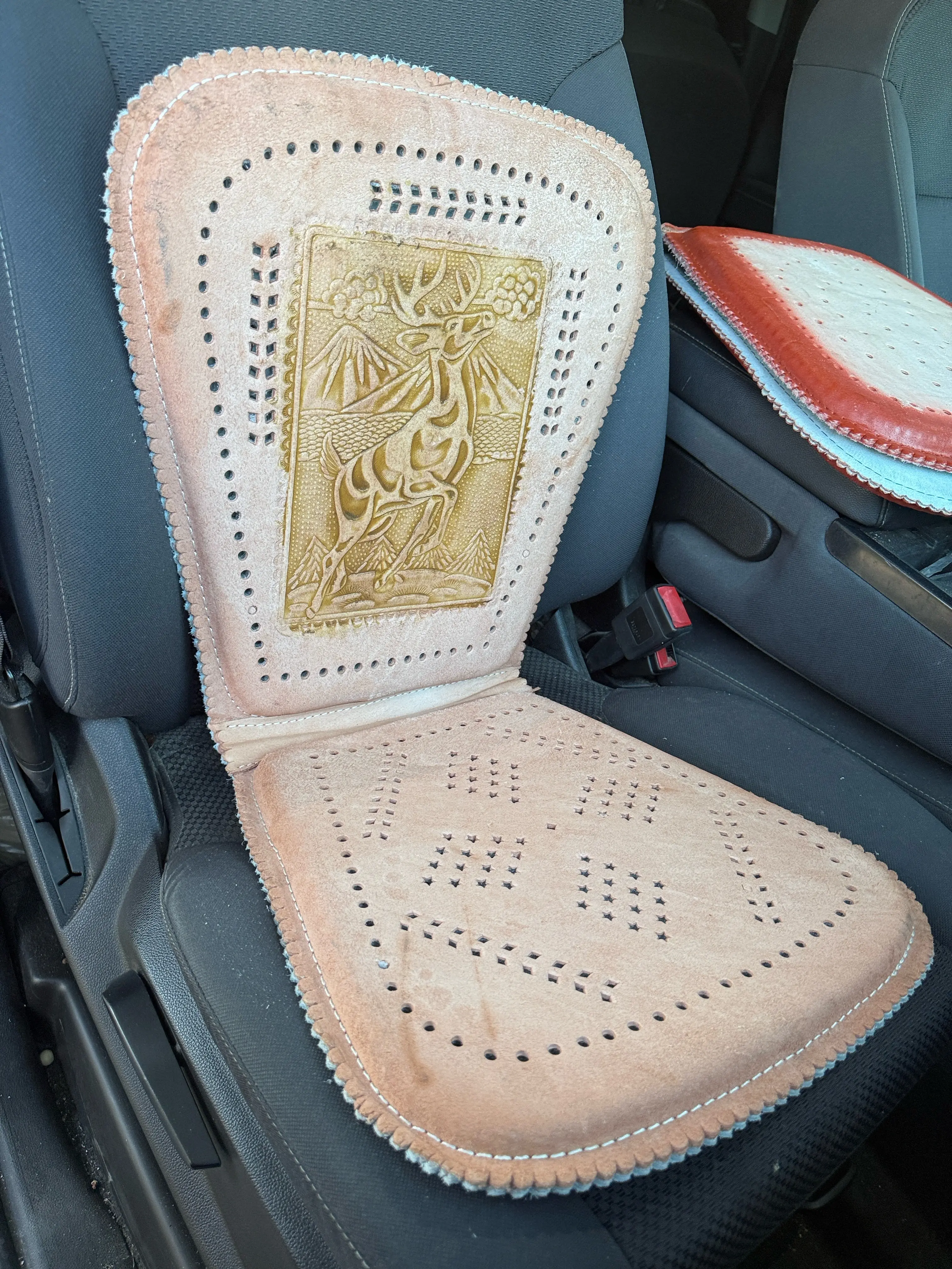 Car Seat Cover Genuine Leather– Handcrafted Deer Design Seat Protector for Cars, Trucks & SUVs