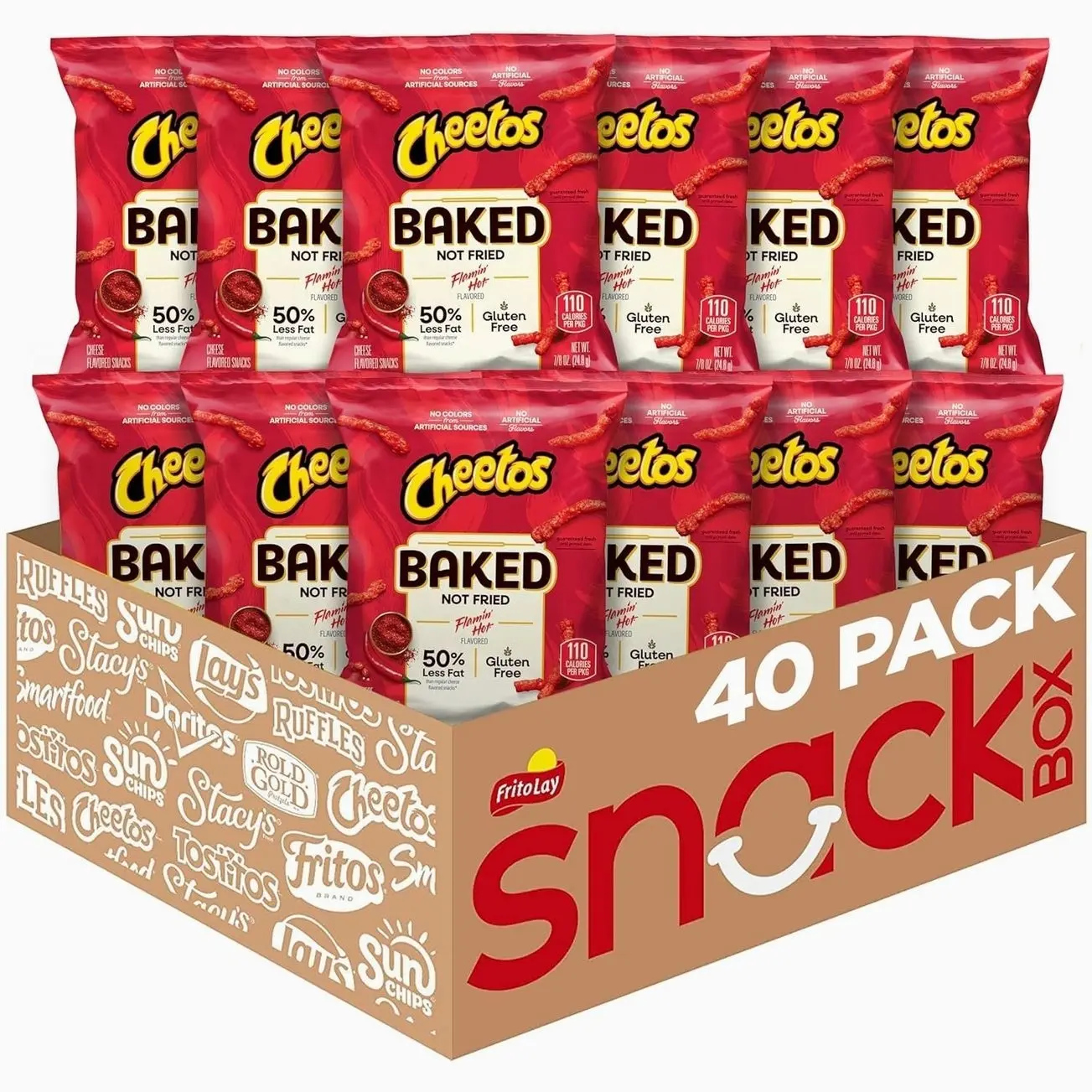 Baked Cheetos Crunchy Flamin' Hot, 0.87 Ounce Pack of 40