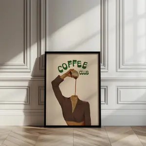 Coffee Club Poster: Retro Espresso Kitchen Print