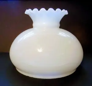 Crimp Top White Opal Student Oil Lamp Shade 8 inch